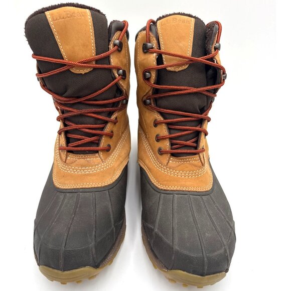 LL Bean Mens 12M Brown Leather Primaloft Storm Chaser Winter Duck Boots TEK 2.0 - Picture 1 of 16